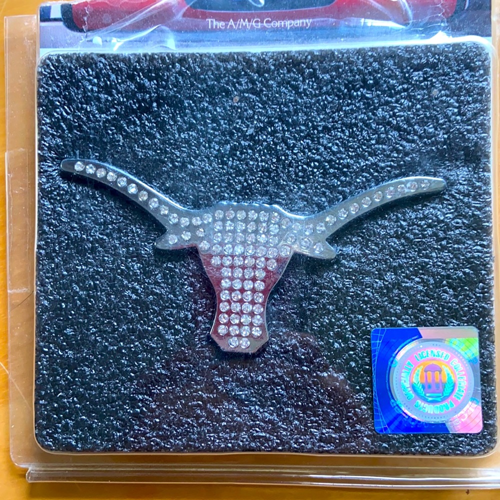 Longhorn Chrome Metal Emblem with Rhinestones